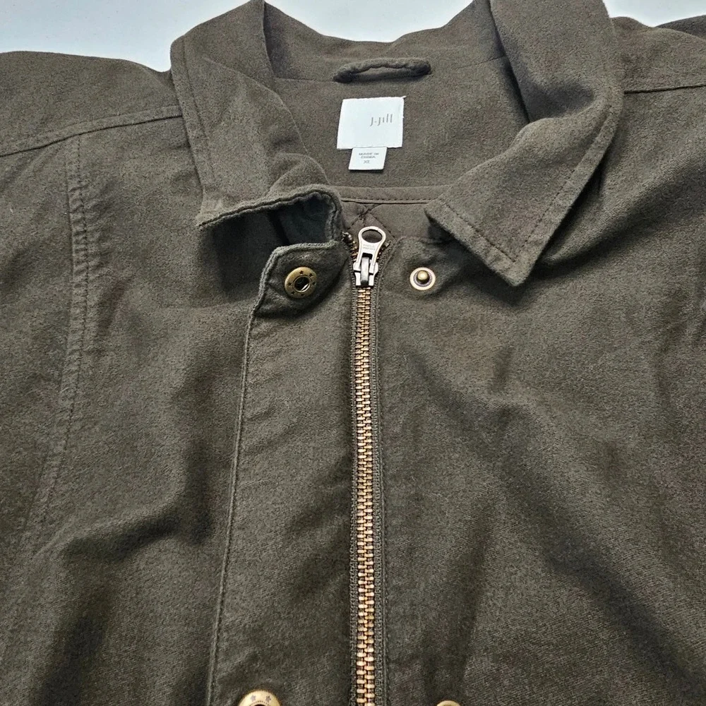 J. Jill Field Jacket XL Brown Removable Quilted Lining Utility Outdoor Barn Coat